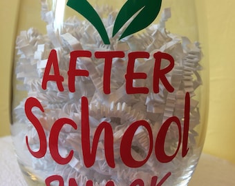 After School Snack Wine Glass-teacher gift-wine glass funny