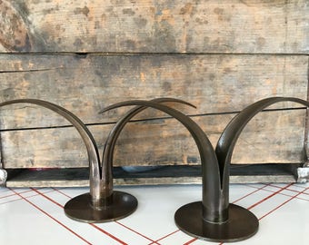 Mid Century Swedish Brass Lily Ystad Metall Candlestick Holders Scan Corporation Candlestick Set Scandinavain Design