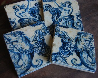 Mermaids & Mermen coasters - beach house, beach decor, gift idea, ocean