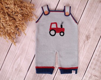Baby Strampler Trägerhose Traktor