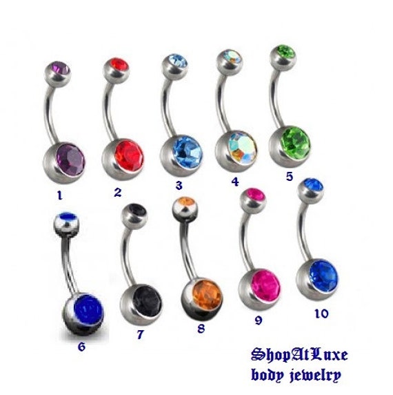 Double Jeweled Titanium Belly Button Ring