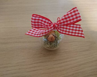 Bauble with a cute miniature Guinea pig. Guinea pig is made from Fimo.
