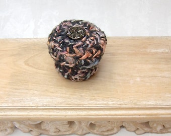 Modern Silk Basket - Vintage Glass Flower Embellished Silk Tapestry Basket w/ Lid - Valentine's Day, Mother's Day, Wedding Anniversary Gift