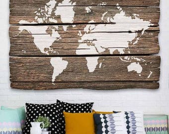 World Map Wall Art Stencil - Reusable Stencils for DIY Craft Projects - Better than Decals