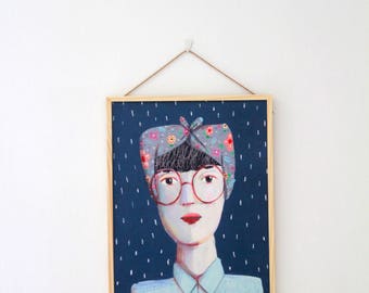 woman with Flowers BIG PRINT , home decor , wall art