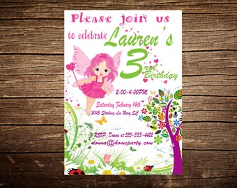 Printable Birthday Invitation Personalized Fairy Birthday Invitation Printable
