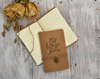 Handcrafted Wedding leather paper Vow books Bride and Groom set of 2 / infinity charm and braid / wedding vow books / wedding details / wedd