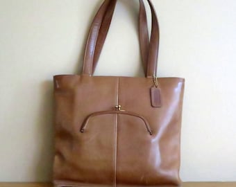 Etsy BDay Sale Coach Skinny Tote In Tabac (Saddle ?) Leather- Made In NYC At 'The Factory'- VGC