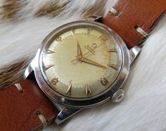 Vintage OMEGA automatic bumper 350 caliber stainless steel men's watch - Montre homme vintage OMEGA calibre 350 à marteau, boitier acier