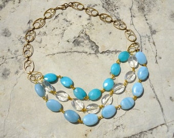 Three shade of blue necklace