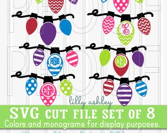 Christmas Monogram SVG Files Set of 8 cut files includes svg/png/jpg formats! Commercial use approved! {no letters included} christmas bulb