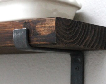 Iron Shelf Bracket with Lip, Open Shelving Hardware - BOLTS INCLUDED