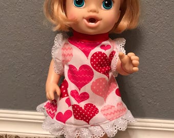 Valentine's dress for Baby Alive or Other 12 inch Doll