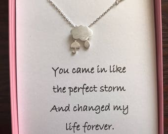 Silver Plated Storm Pendant Necklace With poem for wife/girlfriend/friend