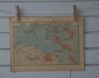 1941 Vintage Map of the Dutch Caribbean & Suriname