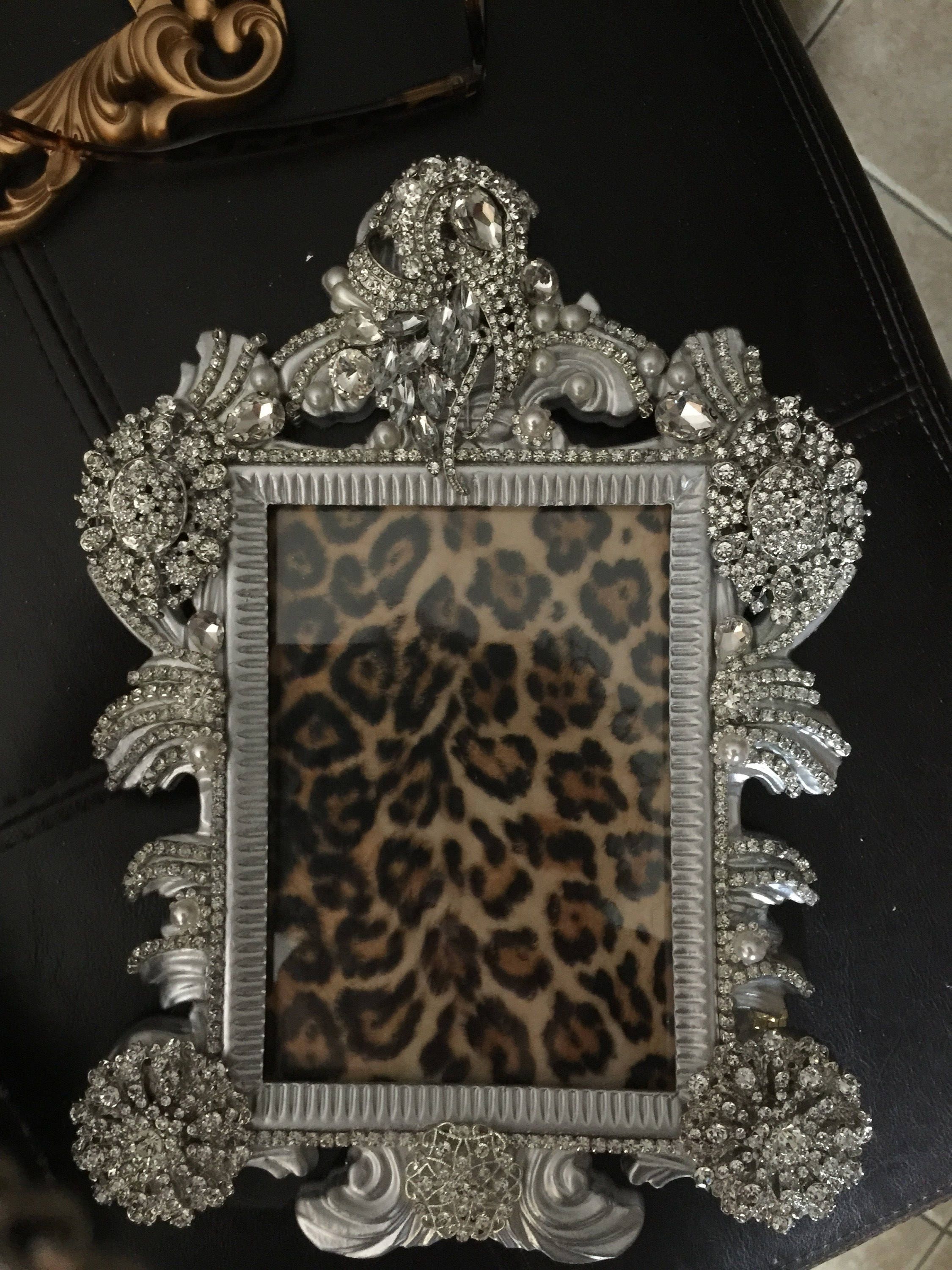 Rhinestone embellished brooch picture frame