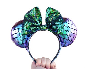 Iridescent Little Mermaid Mickey Mouse Ears Minnie Mouse Ears - MADE TO ORDER