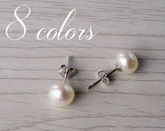 Freshwater pearl earrings, real pearl earrings, pearl earrings, white pearl earrings, real pearl, gift for girlfriend, earings, pearl studs