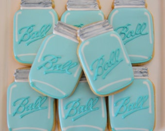 12 Bite Size Vintage Mason Jar Sugar Cookies