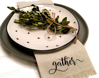 FOUR Gather Linen Napkins, Cloth Napkins, Dinner Napkins, Fabric Napkins, Farmhouse Napkins, Place Setting, Holiday Table