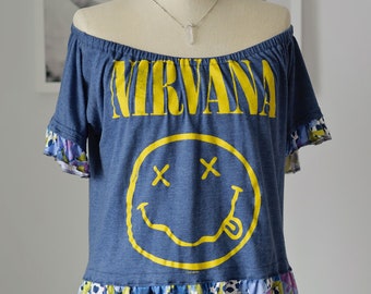 nirvana off the shoulder shirt