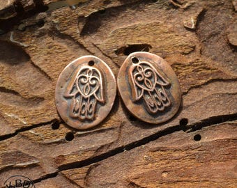 Copper Hamsa Oval Component (1 pair) #364