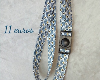 Keychain, cord Choker, badge, with removable buckle removable, fabric choice, to order