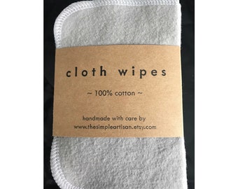 Cloth Wipes Family Wipes Zero Waste Reusable Cloth Wipes Cloth Baby Cloth Wipes Family Cloth Unpaper - Sets of 12, 30 & 50--Grey