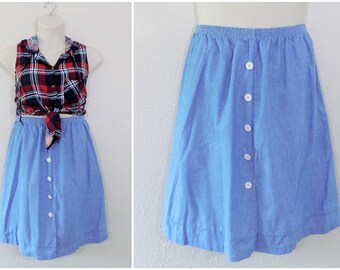 Vintage 80s Chambray Skirt