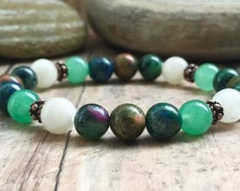 Fertility Bracelet. Moonstone Bracelet. Heart Chakra Bracelet. Gemstone Fertility Bracelet. IVF, TTC Bracelet. Beaded Yoga Bracelet.