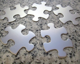 Big Puzzle Piece Stamping Blanks - 1 1/2 "x1" (38mm x 25mm), 22g Stainless Steel - AWESOME Silver Alternative P12-08