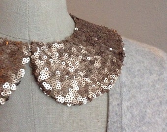NEW COLOR: Bronze Sequin Peter Pan Collar Necklace with Jewelry Closure Back