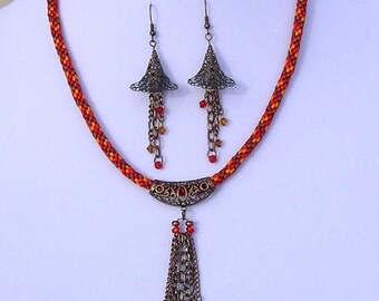 Fall Blossom Kumihimo Necklace Set