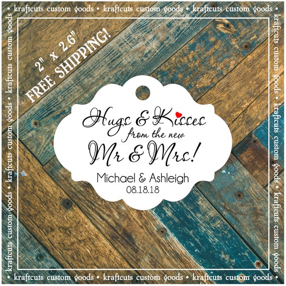 Personalized Hugs and Kisses Wedding Reception Favor Tags # 792 FREE SHIPPING!