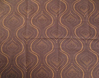 Fabric tarlatan oriental pattern - 148 x 100 cm - Brown and ochre