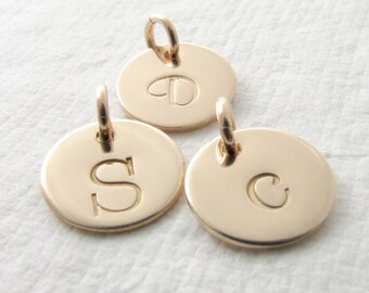 14k Gold Initial Pendant Gold Initial Charm Personalized Jewelry Tiny Gold Charm Gold Initial Pendant Mother's Day Gift Holiday Gift