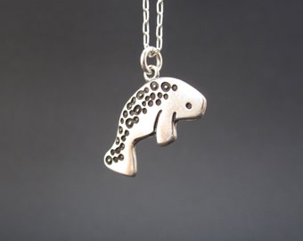 Manatee Necklace - Sterling Silver Manatee Pendant