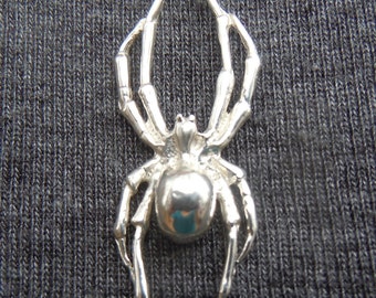 Solid Sterling Silver Spider Pendant