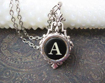 Typewriter Key Jewelry - Typewriter Necklace Letter A