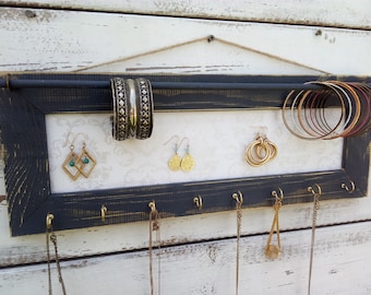 Wall Jewelry Holder, Jewelry Organizer, white jewelry rack