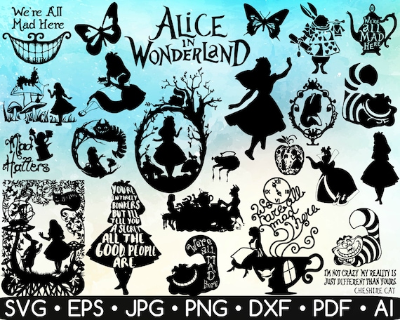 90 Alice In Wonderland Silhouette , Alice In Wonderland Svg , Alice in ...