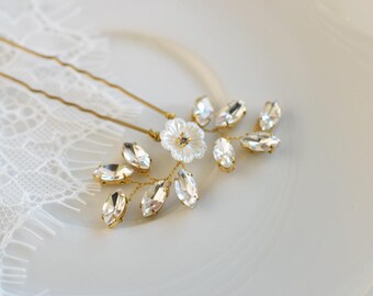 Rhinestone Hair Pins, Wedding Hair Pins, Bridal Hair Pins, Rose Gold Hair Pins, Gold Hadpiece, Crystal Hair Pins, Bridal Headpiece