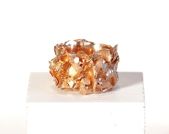 Red Gold plated ring,Fairmined silver gold plated ring,Textured gold,Ethical jewelry,Fair-trade silver Gold plated,Contemporary,Fair Jewel,
