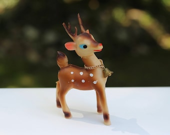 Vintage Japan Rubber Reindeer Christmas Decoration Plastic Reindeer