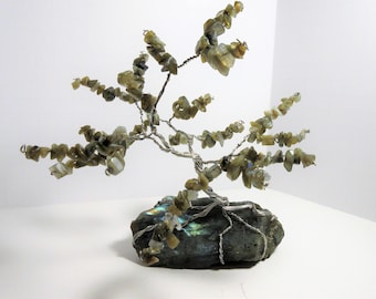 Labradorite Gem Tree wire sculpture, Tree of Life