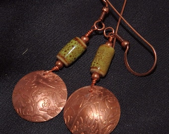 Etched Copper Earrings