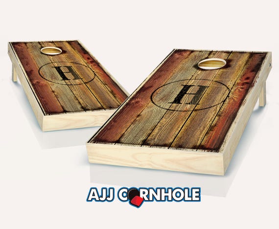 Burned Monogram Stained Cornhole Set