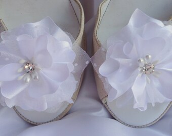 Bridal Shoes Clips, Charmeuse Organza Shoe Clips, Flower Shoe Clips, Wedding Accessories, REX16-203