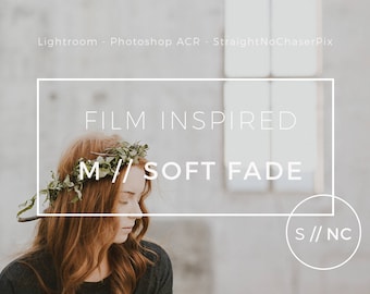 Soft Fade Lightroom Preset: light and airy vintage filmic filter for portraits, weddings, editorials