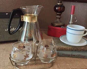 1960's Libbey Sugar and Creamer, with caddy